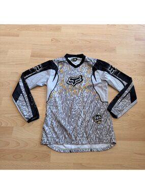 Vintage Fox Racing Motocross Biking Long Sleeve Black Jersey Fits Kids M